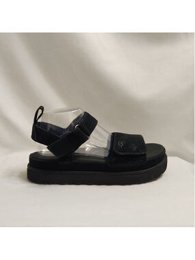 UGG Goldenstar Black Velvety Suede Platform Sandals (W Size 10)